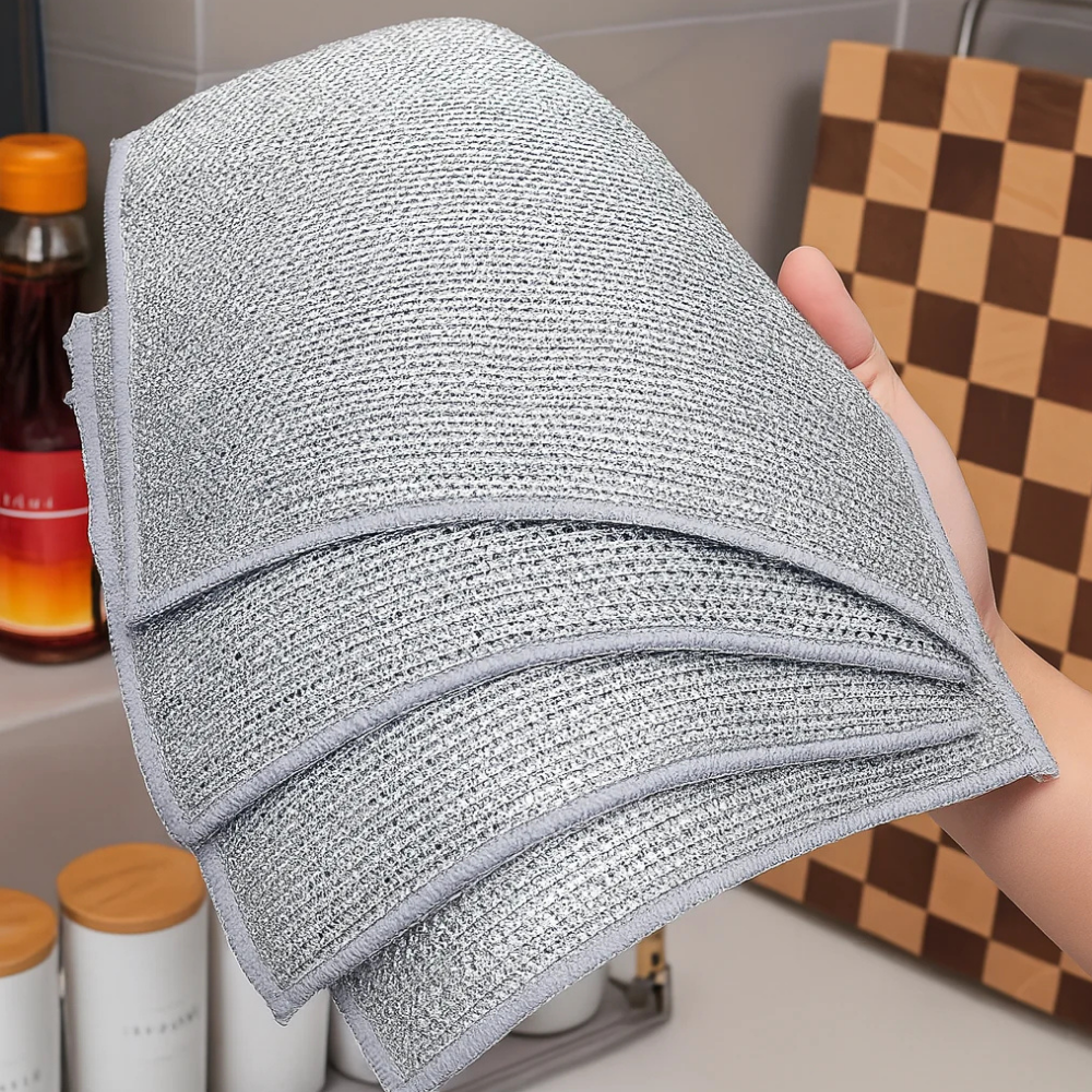 InoxCare Heavy-Duty Cleaning Cloths | Reusable Stainless Steel Cleaning Cloths for Kitchen, Sink & Appliances