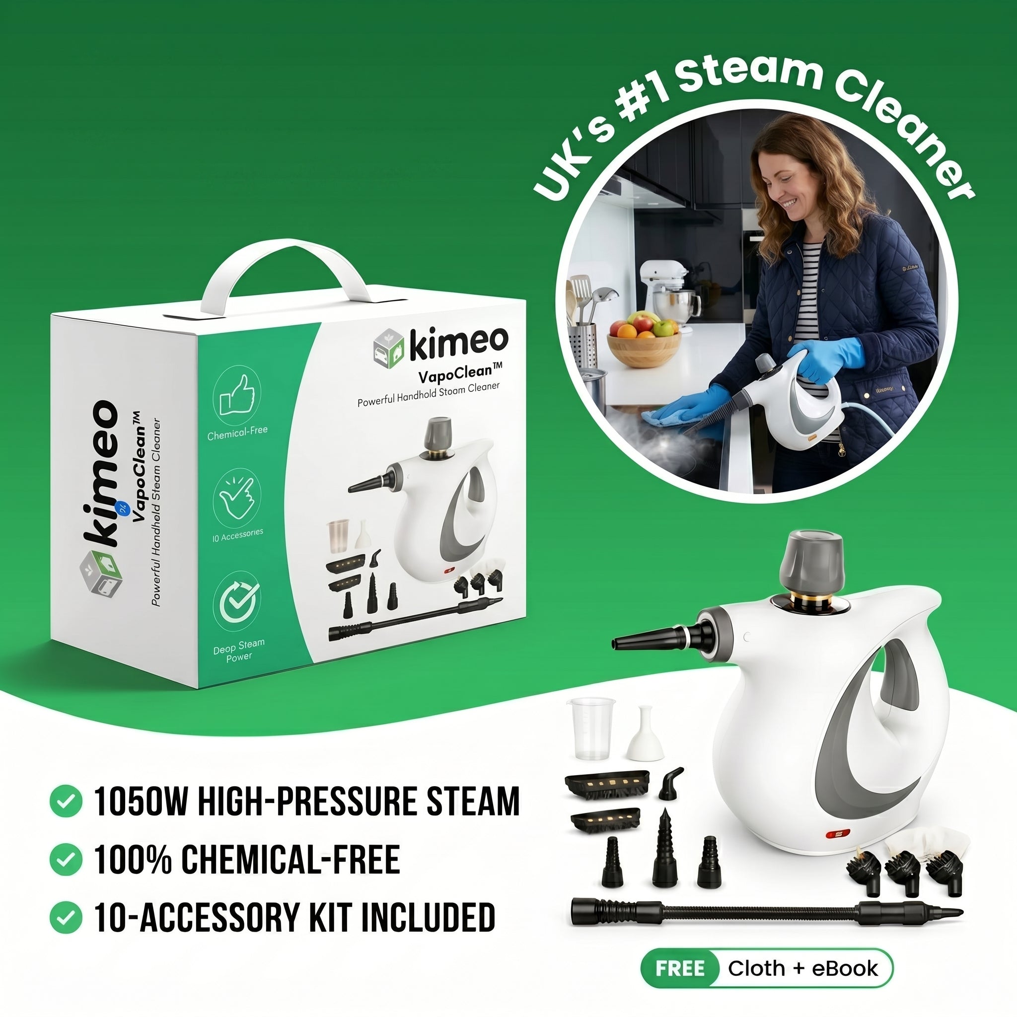 SteamPRO™ | Powerful Handheld Steam Cleaner | High Pressure with 16 Accessories